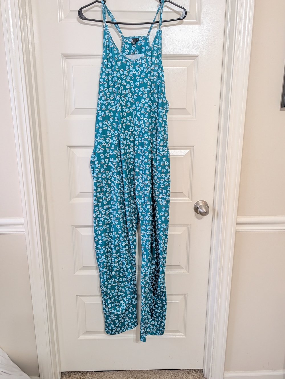 Lillusory Turquoise Floral Tie-Strap Jumpsuit